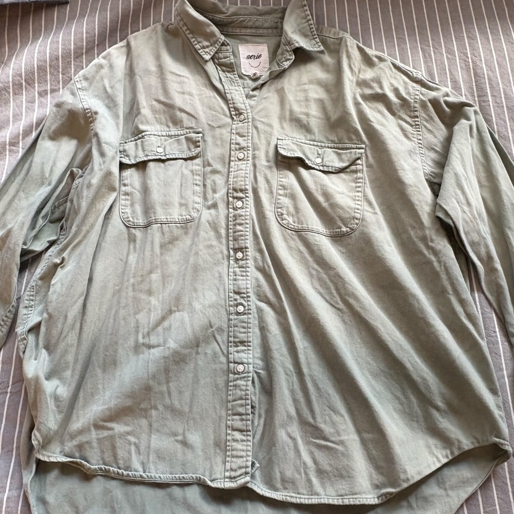 Women's Size M Aerie Sage Green Button Down